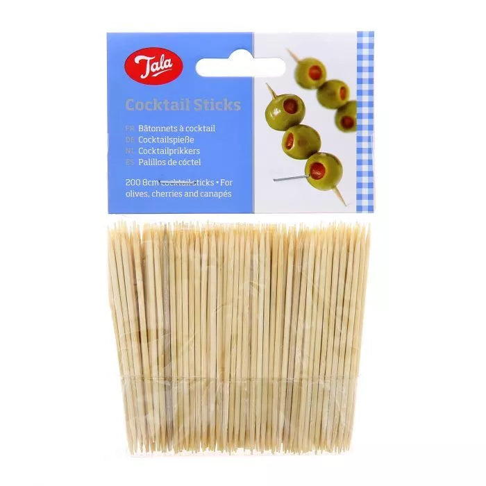 Tala Bamboo Cocktail Sticks, Beige, 8cm