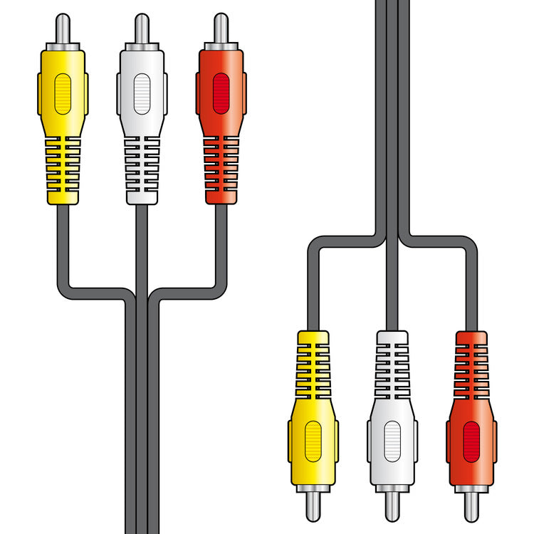 Three RCA Plugs to Three RCA Plugs Leads Black 1.2m