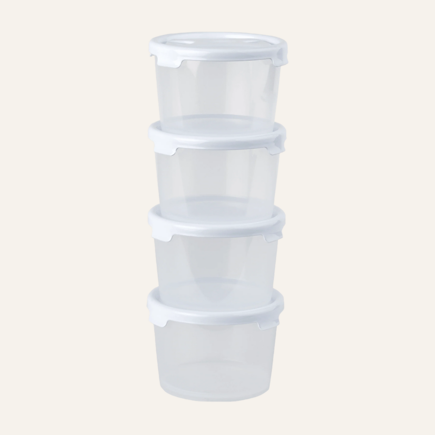 Cuisine Set 4 300ml Round Food Box & Lid Clear/IceWhite