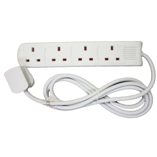 Power Plus 4 Way Extension Lead with Surge Protection, Power Socket with 5M Extension Cord-White