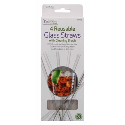 REUSABLE GLASS STRAWS PK4