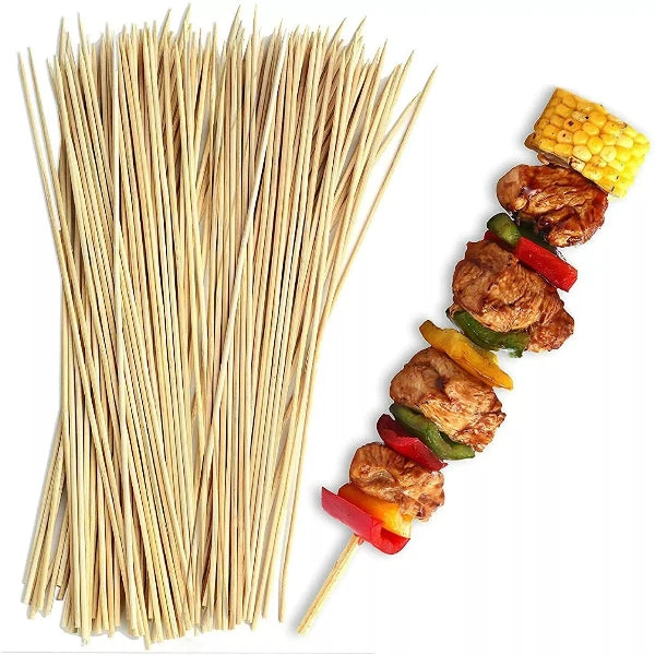 PACK OF 150 BAMBOO SKEWERS/WOODEN STICKS -25CMS- FOR BBQ FOODS -KEBAB/FRUIT/MEAT