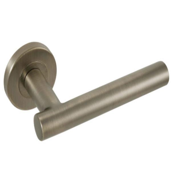 T Bar Lever On Rose set 19mm Matt Antique Brass