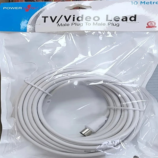 Power Plus, TV /Video Lead 10 Metre, Male Plug To Male Plug