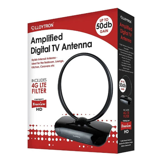 Lloytron Active Indoor Loop TV Antenna - 50dB - Black