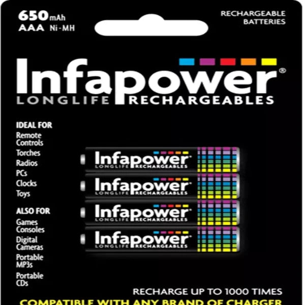 Infapower pack of 4 x AAA 650mAh Ni-Mh