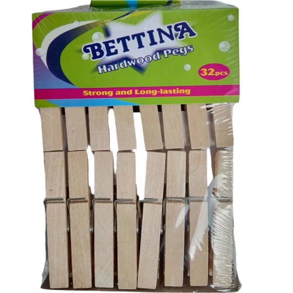 BETTINA HARDWOOD PEGS 32PC