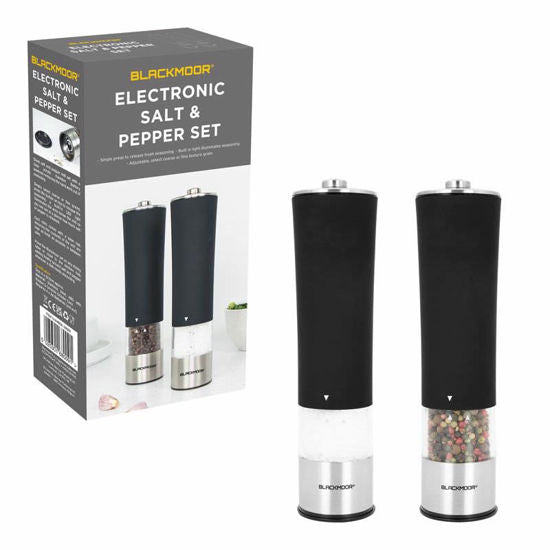 BLACKMOOR SALT & PEPPER MILL SET ELECTRIC BLK