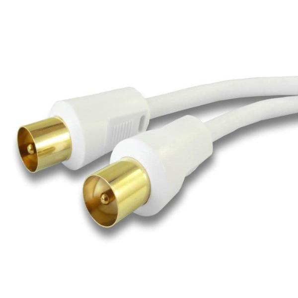 Power Plus White 2m TV Aerial Cable - Male to Male