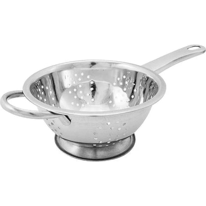 28 CM STAINLESS STEEL COLANDER WITH LONG HANDLE DEEP PASTA SPAGHETTI STRAINER