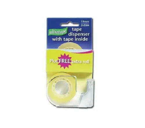 19MM X 33M CLEAR TAPE (2RLS) & DISPENSER