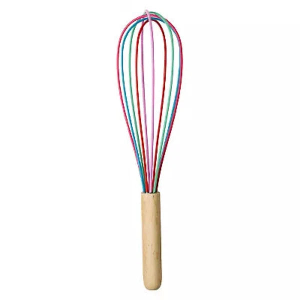 Silicon Egg Whisk With Wooden Handle Multicolour DI06T