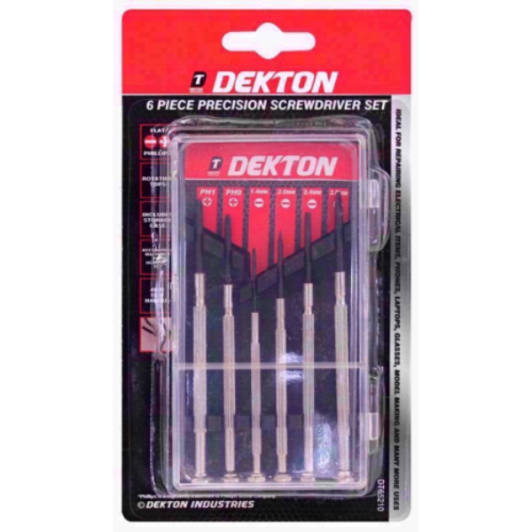 Dekton DT65210 6 Piece Precision Screwdriver Set With Handy Storage Case