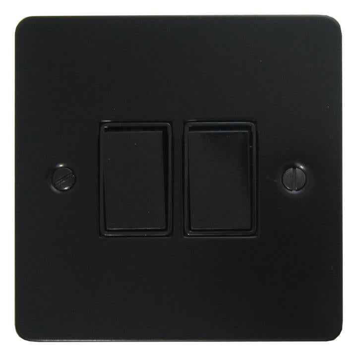 Flat Black Light Switch (2 Gang) - G+H FFB2B