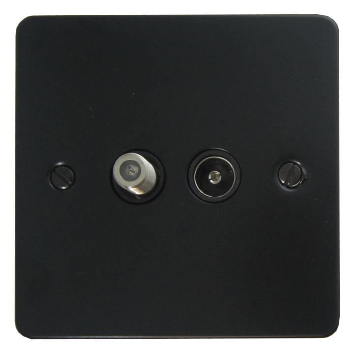 Flat Black TV/Satellite Socket - G+H FFB38B