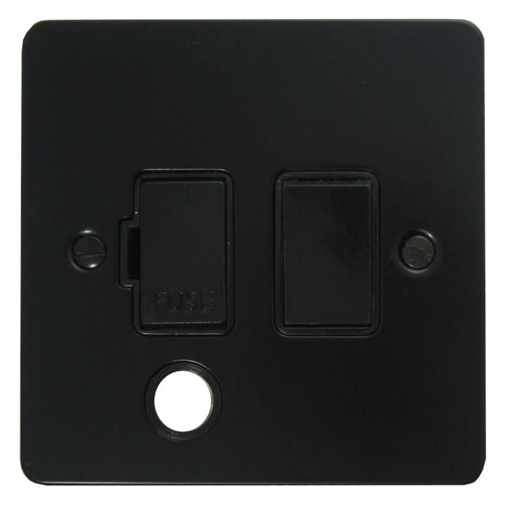 Flat Black Switched Fused Spur with Flex Outlet (Black Switch) - G+H FFB56B