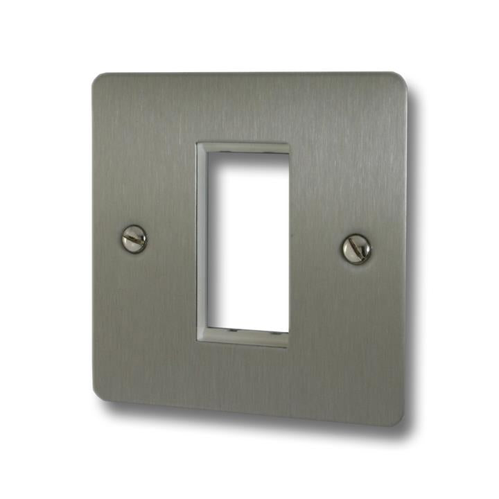 Flat Brushed Steel Modular Plate (1 Gang/1 Module Space) - G+H FSS161