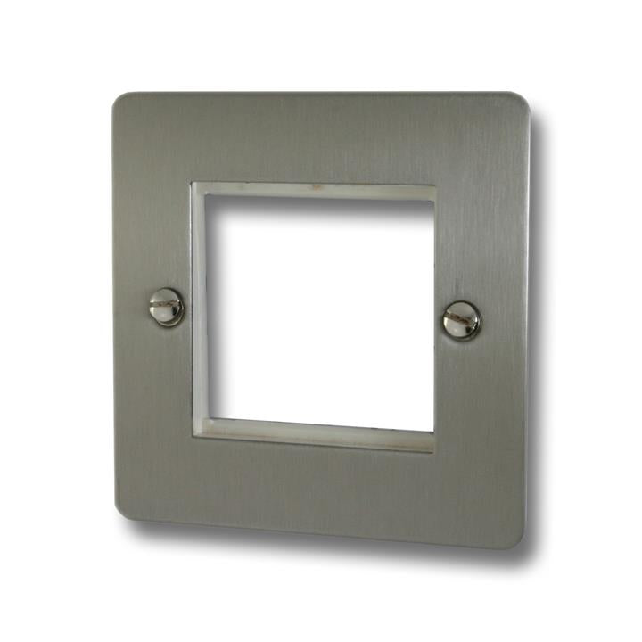 Flat Brushed Steel Modular Plate (1 Gang/2 Module Spaces) - G+H FSS162