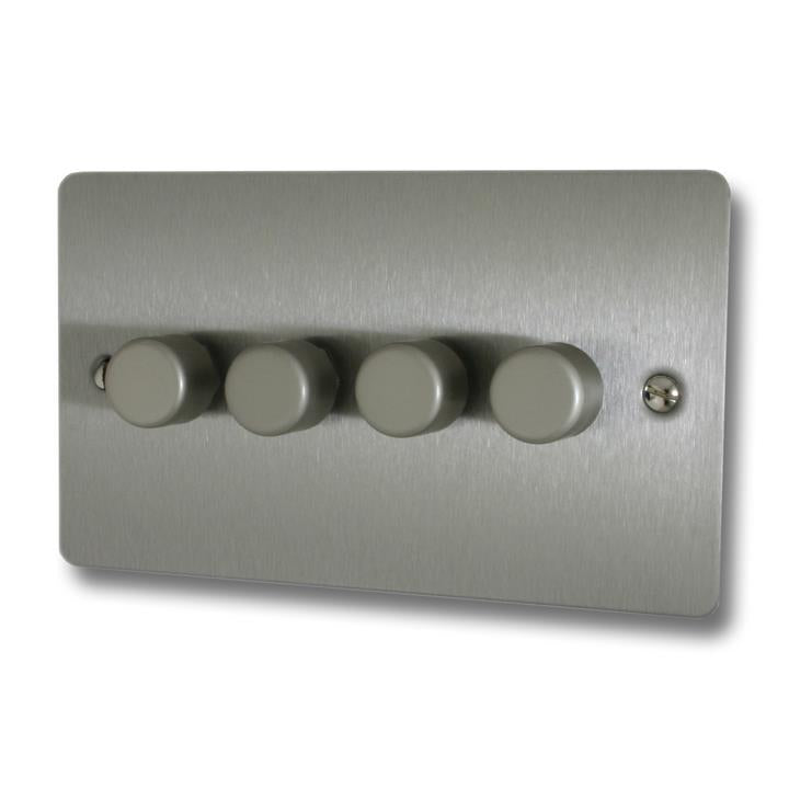 Flat Brushed Steel LED Dimmer (4 Gang) - G+H FSS524