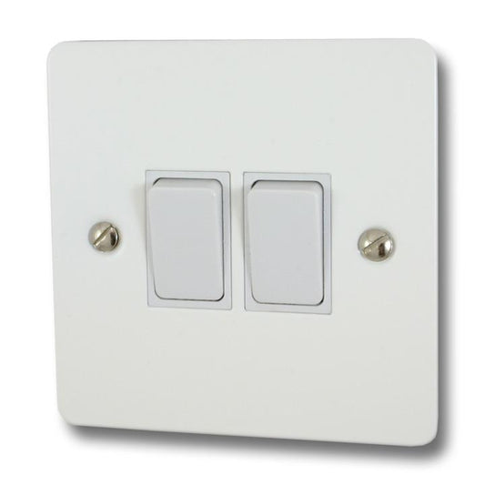 Flat White Light Switch (2 Gang) - G+H FW2W