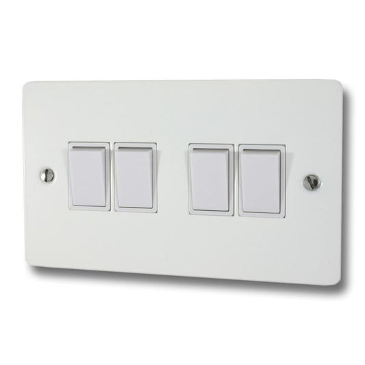 Flat White Light Switch (4 Gang) - G+H FW4W