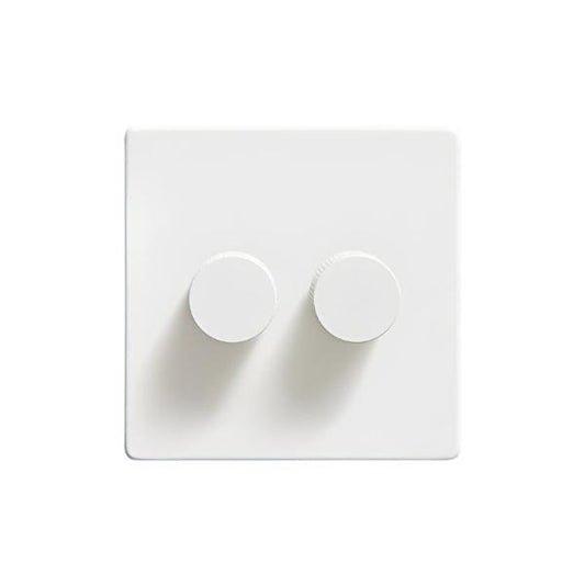 Flat White LED Dimmer (2 Gang/White Caps) - G+H FW522-W