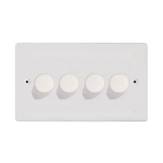 Flat White LED Dimmer (4 Gang/White Caps) - G+H FW524W