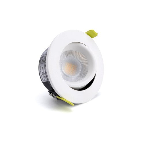 LUXFIRE II FIRE RATED DOWNLIGHT 92MM CUTOUT IP65 30 DEG TILTABLE 7W 840LM 3000/4000/5000 SWITCHABLE CCT 120LM/W 55 DEG BEAM DIMMABLE WHITE INTEGRAL