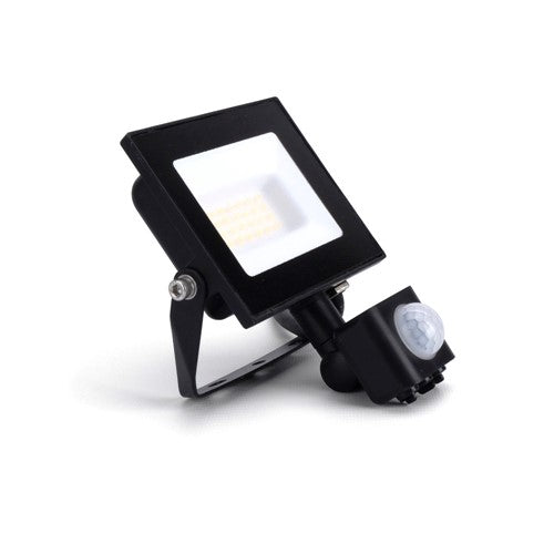 COMPACT SLIM FLOODLIGHT PIR 20W 2000LM 3000K 120 BEAM 100LM/W IP65 IK08 INTEGRAL LED BLACK