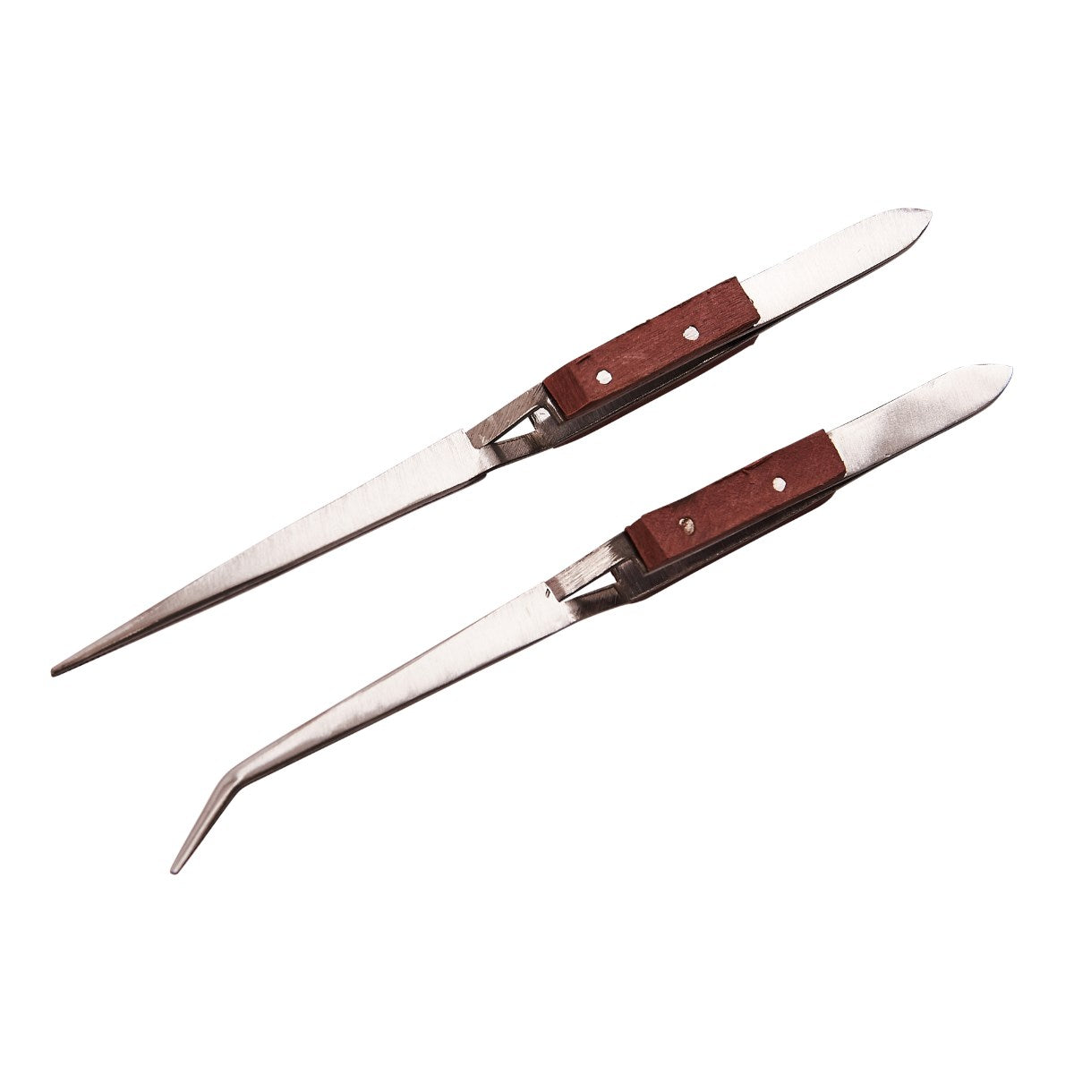 2pc wooden handle tweezer set