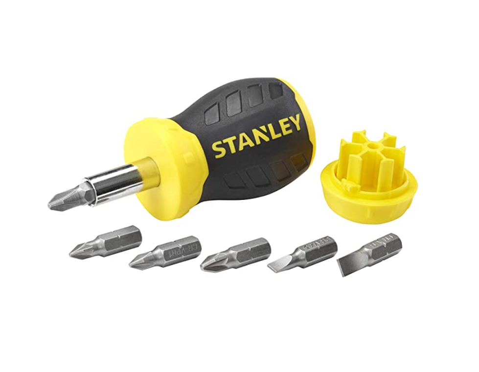 Stanley 0-66-358 Stubby Ratcheting Screwdriver + 6 Bits