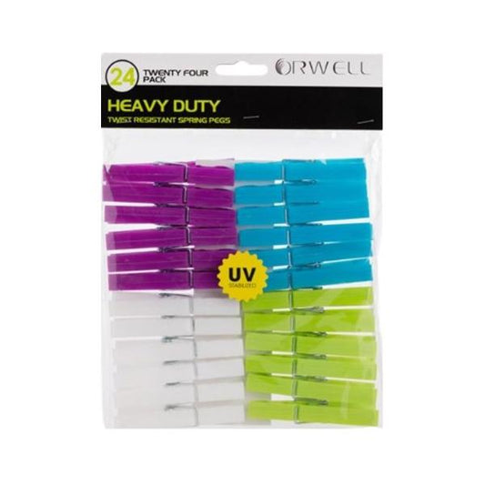 Orwell Heavy Duty UV Stabilized Twist Resistant Plastic Spring Pegs Pack of 24